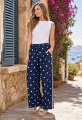 Polka Dot Wide Leg Trousers - Navy / F/S image