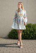 Floral Print Belted Short Dress - White Mix / S image