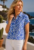Linen Mix Floral Shirt - Blue / 46 image
