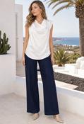 Cowl Neck Satin Blouse - Cream / L image