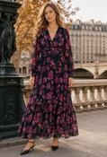 Floral V-Neck Maxi Dress - Purple / 14