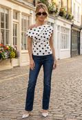 Donna Asymmetric Polka Dot Top - White / 10 image