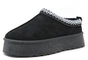 Embroidered Platform Slip On Boot - Black / 36 image