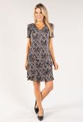 Zig Zag Plisse Tiered Dress - Black / 8