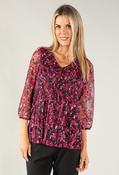 Rose Printed Lace Top - Magenta / 10 image