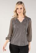Abstract Print V Neckline Top - Black / 10 image