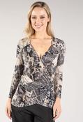 Snake Print V Neckline Top - Beige / 12 image