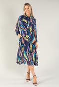 Abstract Shirt Style Woven Dress - Navy / 8 image