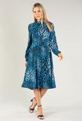 Leopard Print High Neck Dress - Royal Blue / 10 image