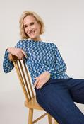 Long Sleeve All Over Print Top - Dark Blue / 38