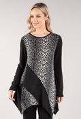 Leo Print Longline Knit Top - Black / 8