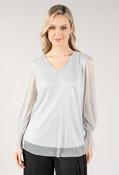 V Neckline Plisse Top - Silver / M image