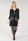 Contrast Trim Pocket Detail Dress - Black / M image