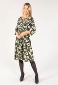 Wrap Bodice Keyhole Neckline Dress - Dark Green / L image