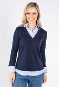 Two in One Striped Shirt Pullover - Blue / 12