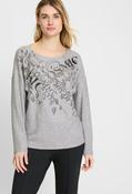 Graphic Front Long Sleeve Top - Grey / 44
