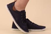 St Ives Leather Plimsoll - Navy / 36