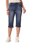 "Ab"solution Frayed Hem Denim Capri - Dark Blue / 8 image