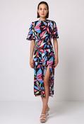 Angel Sleeve Floral Midi Dress - Black / 12 image