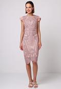 Lace Midi Dress with Frill Sleeve - Light Pink / 10 image