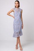 Lace Midi Dress with Frill Hem - Lilac / 14 image