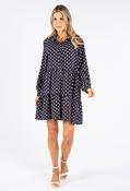 Polka Dot Tiered Hem Shirt Dress - Navy / 12 image