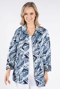 Abstract Print Button-Up Overshirt - Navy / F/S image