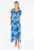 Mesh Floral Print Wrap Dress - Blue / 8 image