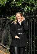 Buckle Front Soft Boucle Coat - Black / 10