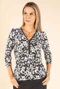 Floral Print V-Neck Top - Black / 10 image
