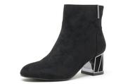 Microfibre Ankle Boot with Steel Trim Heel - Black / 37 image