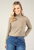 Polo Neck Silk Cashmere Blend Jumper - Khaki / L image