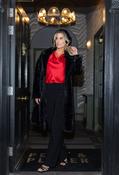 Longline Faux Fur Coat - Black / M image