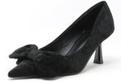 Velvet Bow Heel - Black / 40 image