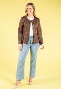 Vintage Leather Peplum Jacket - Chocolate / 16 image