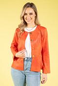 Vintage Leather Peplum Jacket - Orange / 16