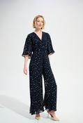 Polka-dot Belted Jumpsuit - Navy / 8 image