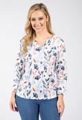 Corinthia Fan Printed Top - Blue / 16
