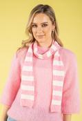 Wool Blend Striped Skinny Scarf - Pink / F/S image