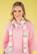 Wool Blend Striped Skinny Scarf - Pink/Green / F/S image