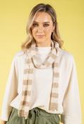 Wool Blend Striped Skinny Scarf - Taupe/Cream / F/S image
