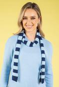 Wool Blend Striped Skinny Scarf - Navy/Blue / F/S image