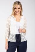 Open Front Lace Cardigan - Off White / XL