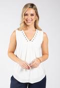 Laced Neckline Top - Off White / M image