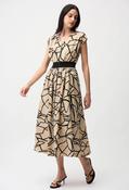Abstract Print Fit and Flare Dress - Beige / 10