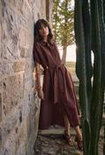 Midi Belted Shirt Dress - Chocolate / XS image