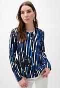 Mesh And Satin Geometric Print Fitted Jacket - Blue / M image