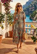 Mosaic Print Dress - Sage / 10 image