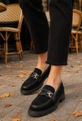 Faux Suede Penny Loafer - Black / 36 image