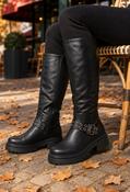 Knee High Biker Boot - Black / 37 image
